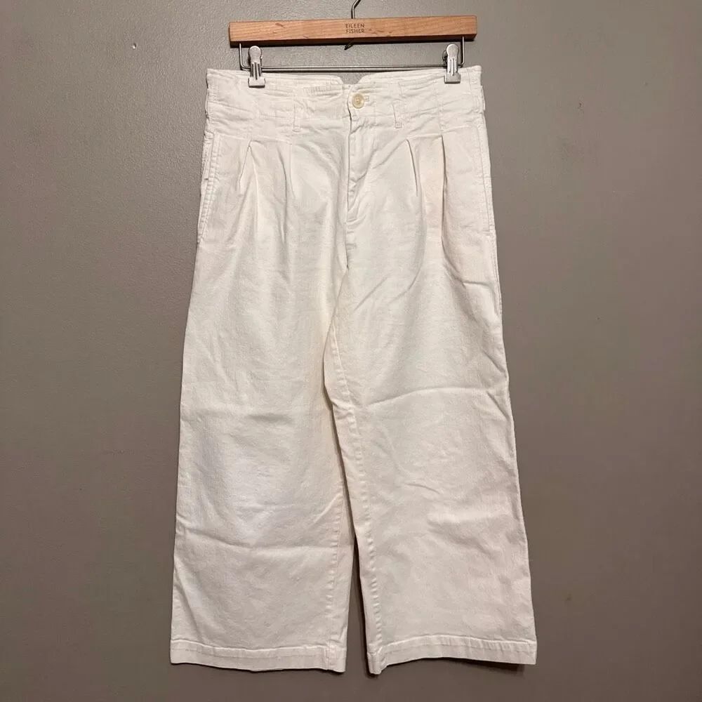 Anthropologie Maeve cream denim paperbag waist pant size 6